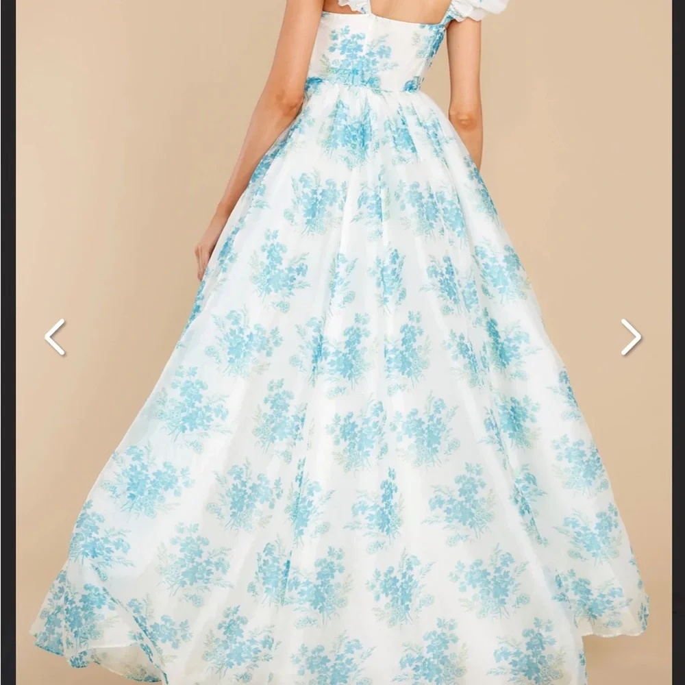 NWT Loveshackfancy Blue Macron Floral tulle maxi Gown - Picture 6 of 16